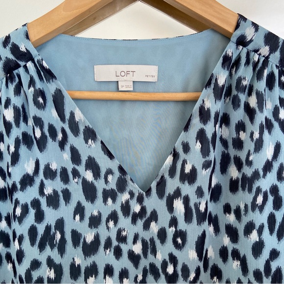 LOFT Leopard print blue dress - Picture 2 of 4